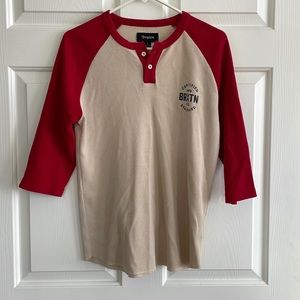 Brixton waffle weave shirt -red and cream EUC- size small